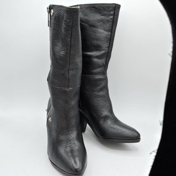 Michael Kors Bassey convertible black leather tall or short 3" heel boots - Picture 9 of 16